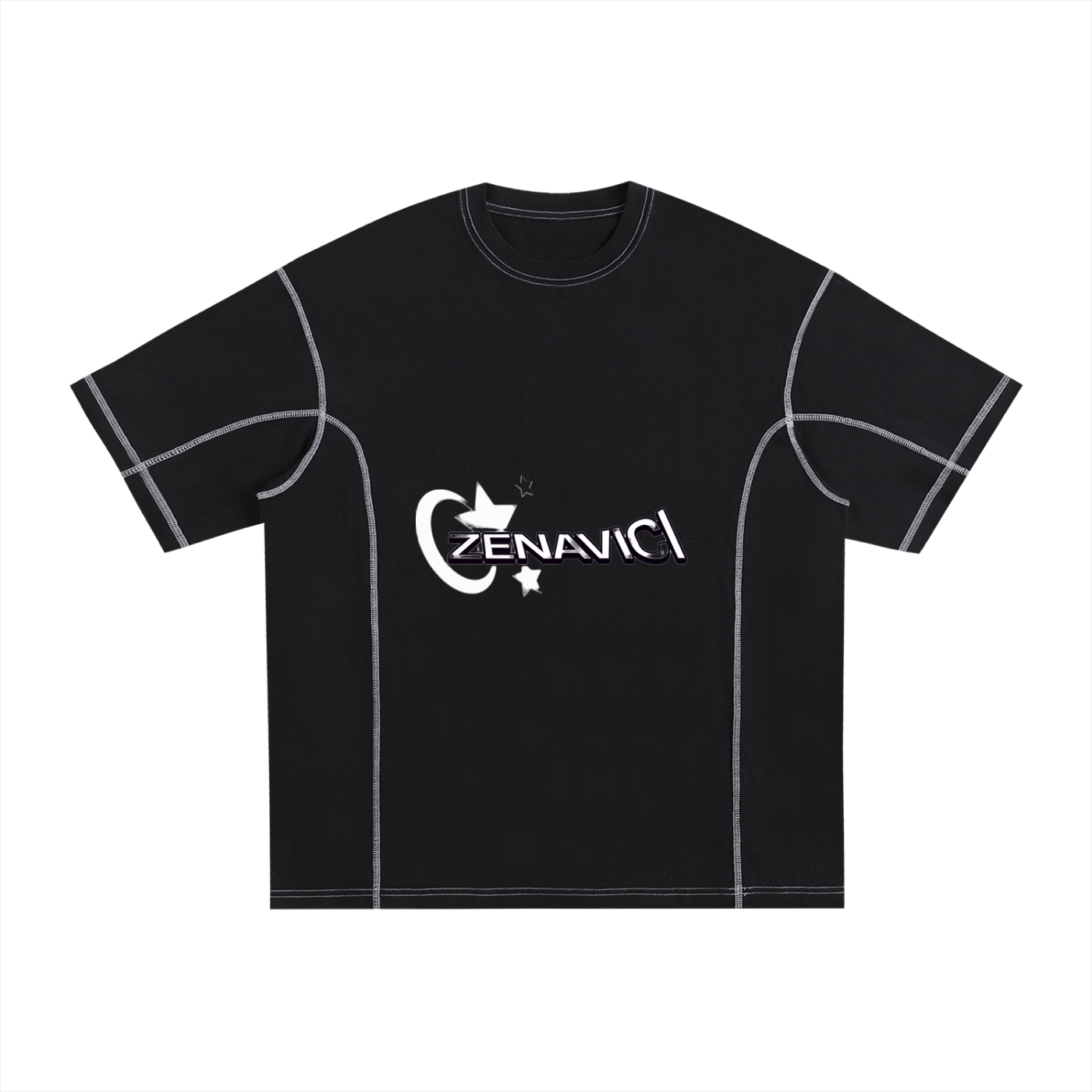 Streetwear Contrast-Stitched Cotton T-Shirt