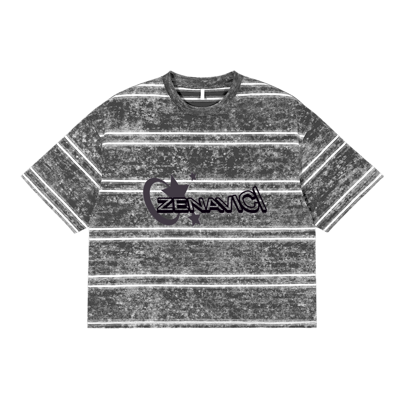 Snow Washed Striped Boxy T-Shirt