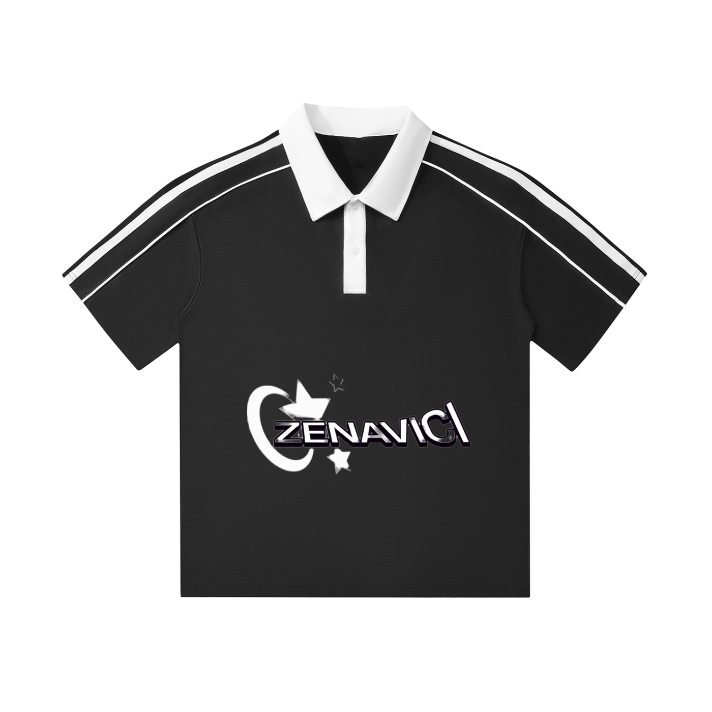 Contrast Collar Short-Sleeve Polo Shirt