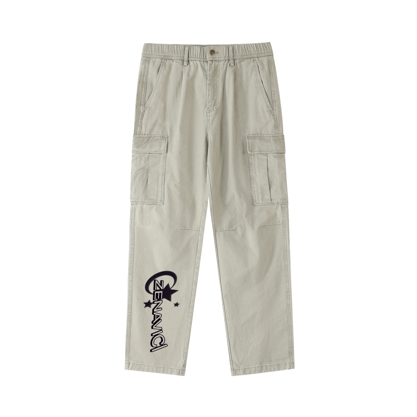 Cotton Elastic-Waist Cargo Pants