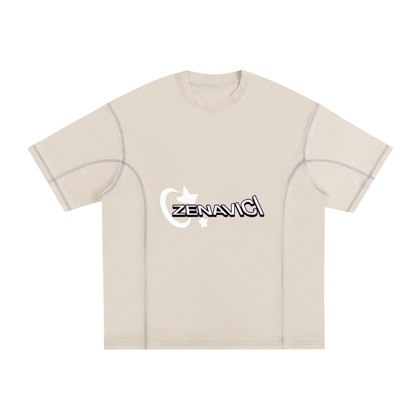 Streetwear Contrast-Stitched Cotton T-Shirt