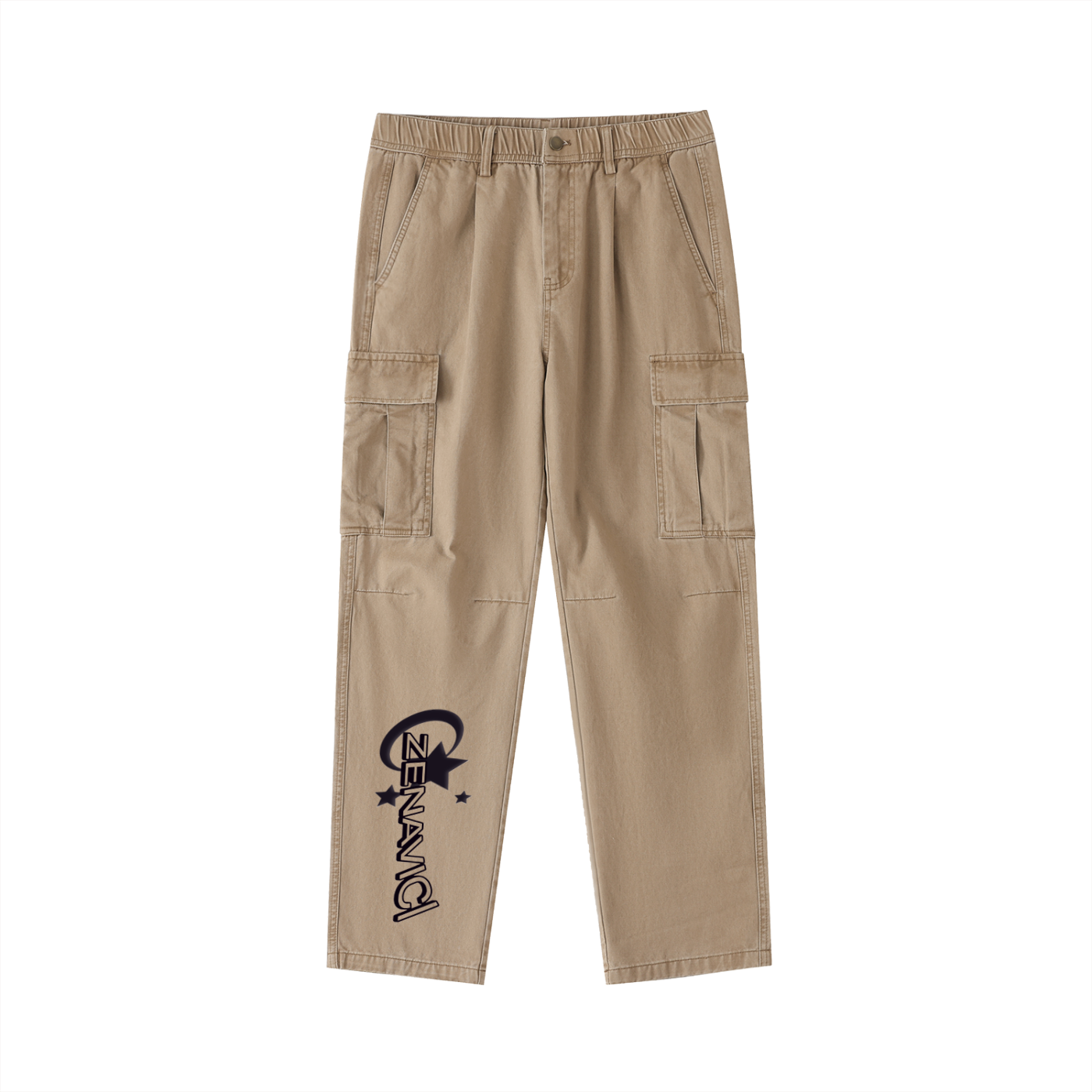 Cotton Elastic-Waist Cargo Pants
