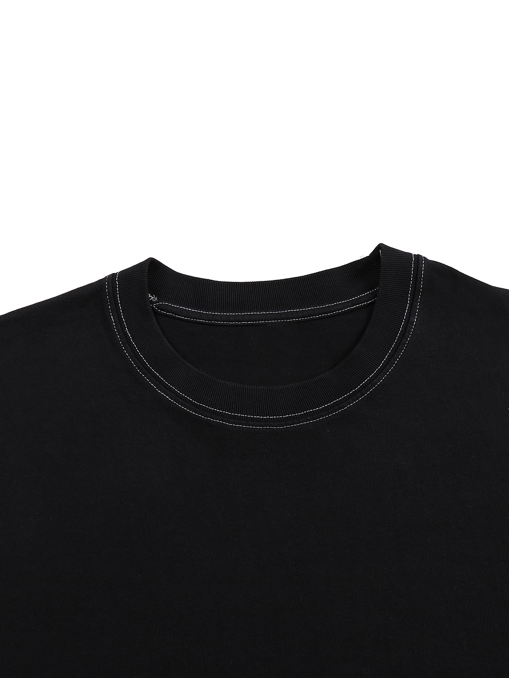 Streetwear Contrast-Stitched Cotton T-Shirt