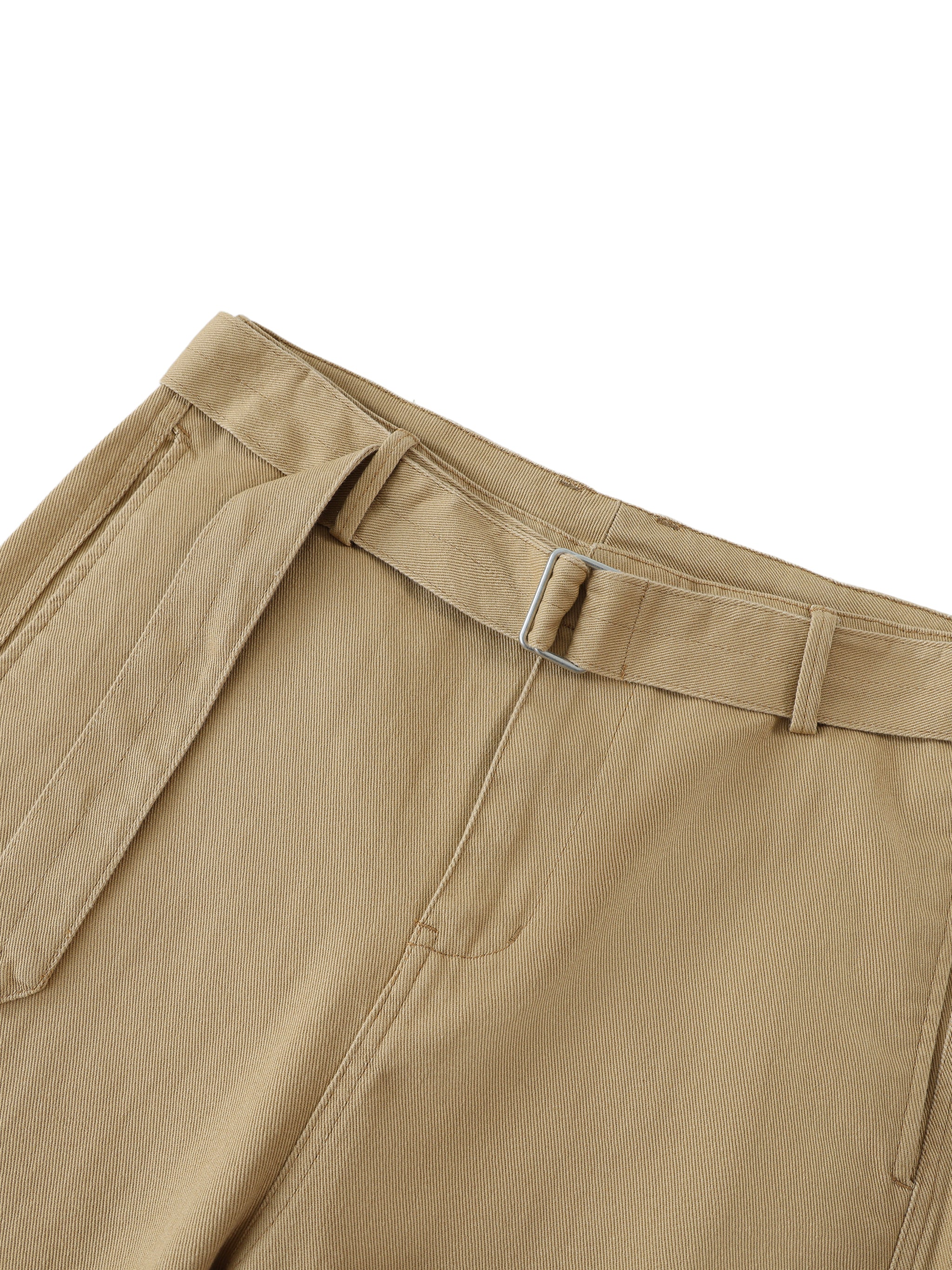 Female Twisted-Seam Belted Curved-Blade Pants